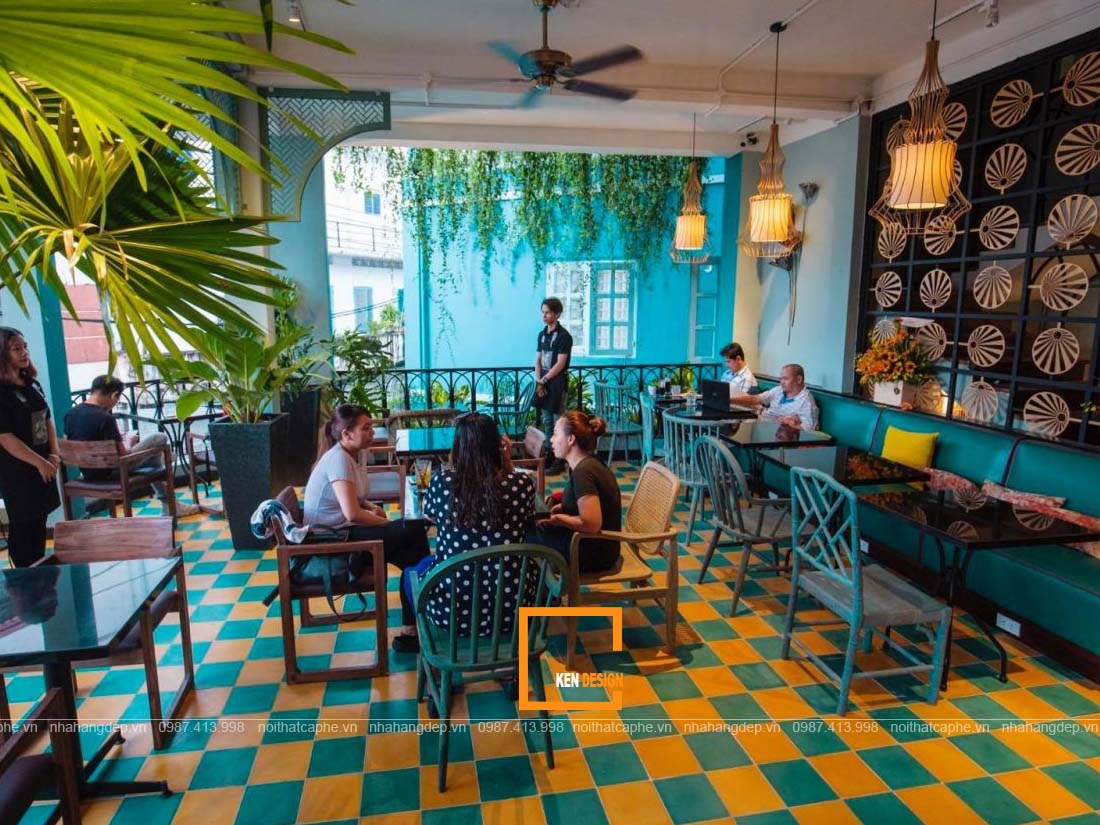 thiết kế quán cafe phong cách nhiệt đới